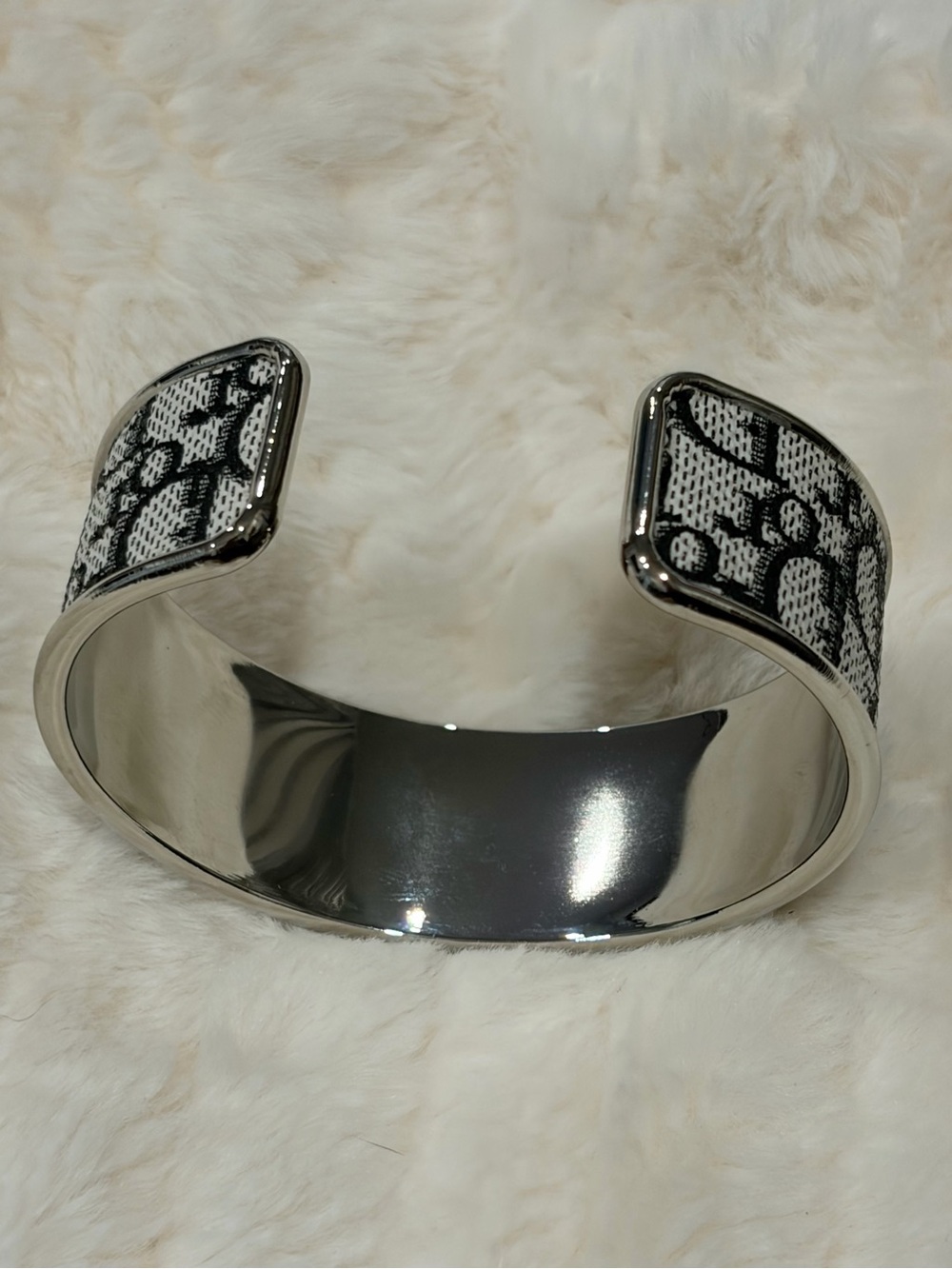 Dior Monogram Pattern Black and White Men's/ Women’s Cuff Bracelet - Picture 3 of 4